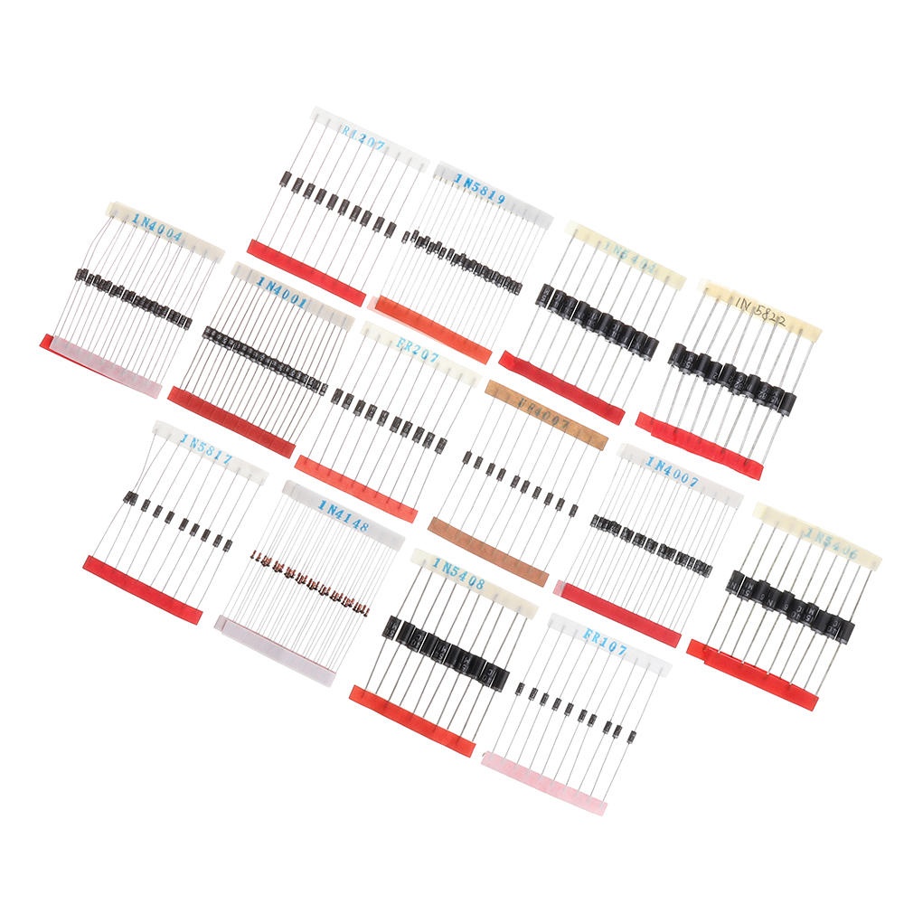 200pcs Fast Switching Schottky Diode Assorted Kit 1N4001 1N4004 1N4007 1N5408 UF4007 FR207 1N5817 1N5819 1N5822 1N4148 RL207 - Image 2