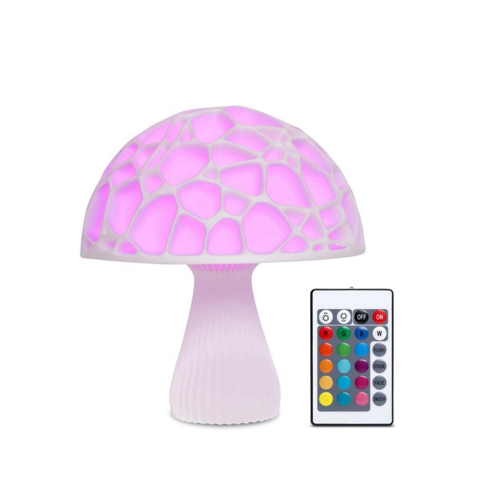 24cm 3D Mushroom Night Light Remote Touch Control 16 Colors USB Rechargeable Table Lamp for Home Decoration - Image 2