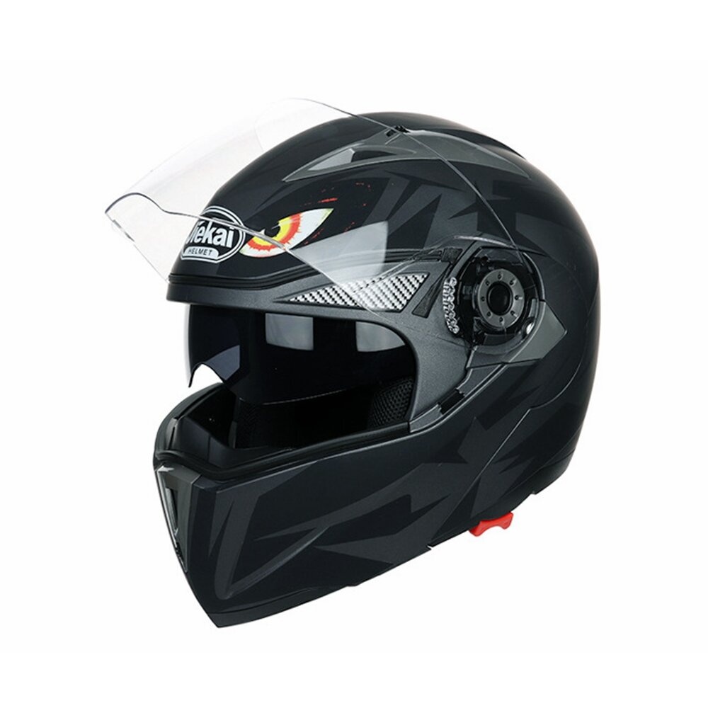 JIEKAI JK105 Motorcycle Helmet Flip Up Unveiled Headpiece With Double Lens Electric Bike Men Anti-Fog All Seasons Helmets - M White&Black