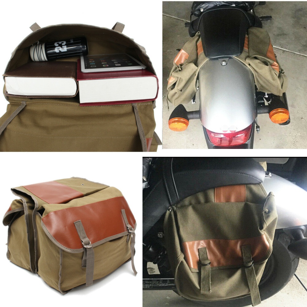 Motorcycle Canvas Saddlebags Equine Back Pack For Haley Sportster/Honda - Image 2