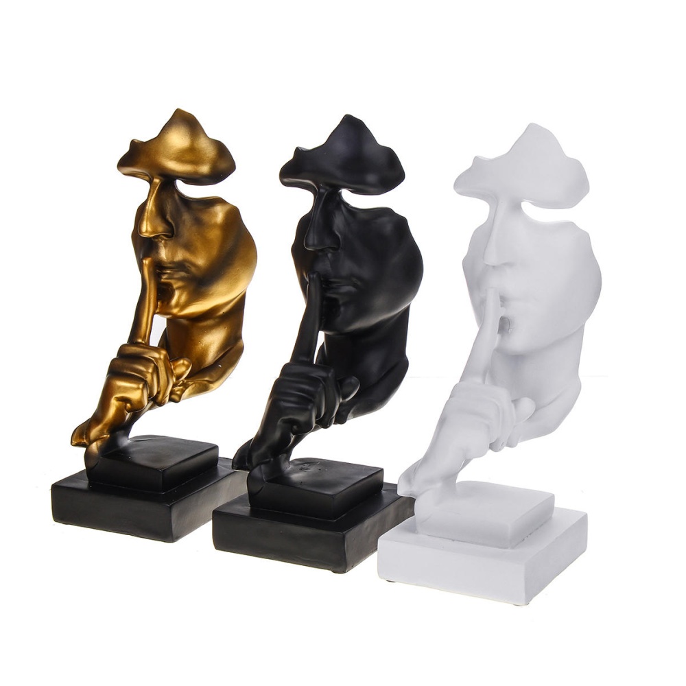 Nordic Style Resin Silent Decoration Statues Gold Silence Sculptures Home Decorations - White - Image 2