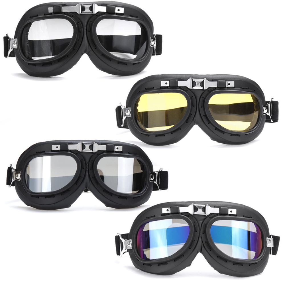 Windproof Retro Helmet Goggles Motorcycle Skiing Scooter ATV Flying Eyewear Glasses - Silver - Image 2