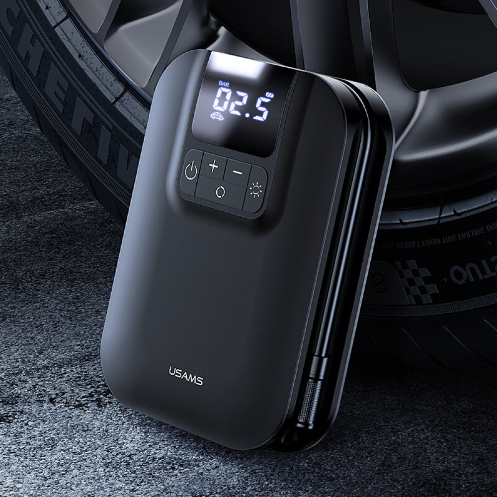 USAMS US-ZB215 Electric Tire Inflator Auto Portable Mini Car Air Pump With Digital Pressure Gauge For Self-driving Car / Motorcycle Ball - Image 2