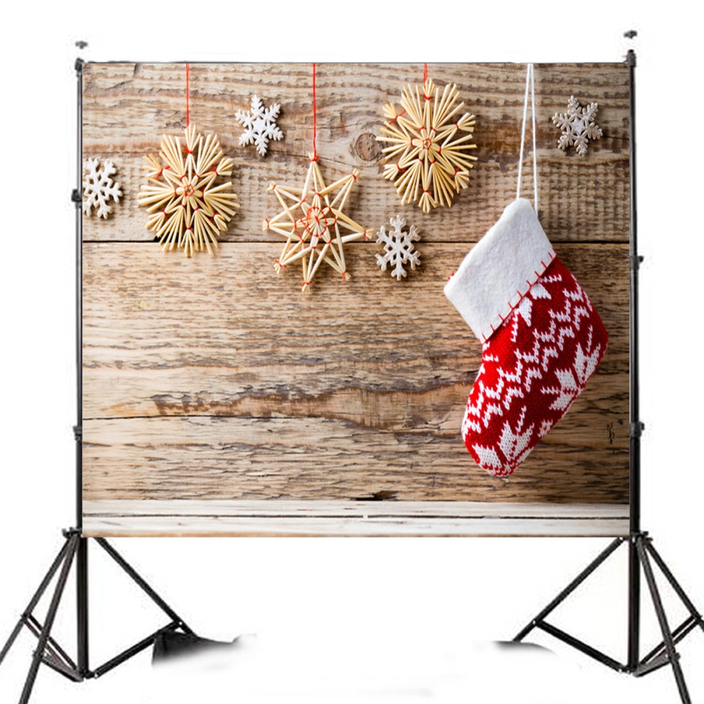 5x7ft Vinyl Christmas Stocking Snowflake Decor Background Photography Studio Backdrop Prop - Image 2