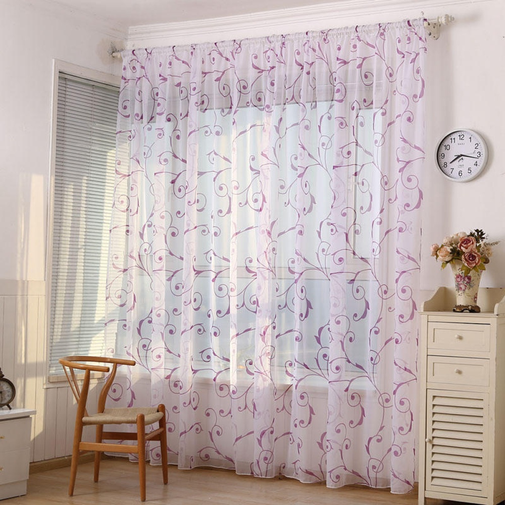 Honana BX Home Decoration Curtains Window Sheer Drapes Tulle Curtain For Living Room Bedroom - M Black