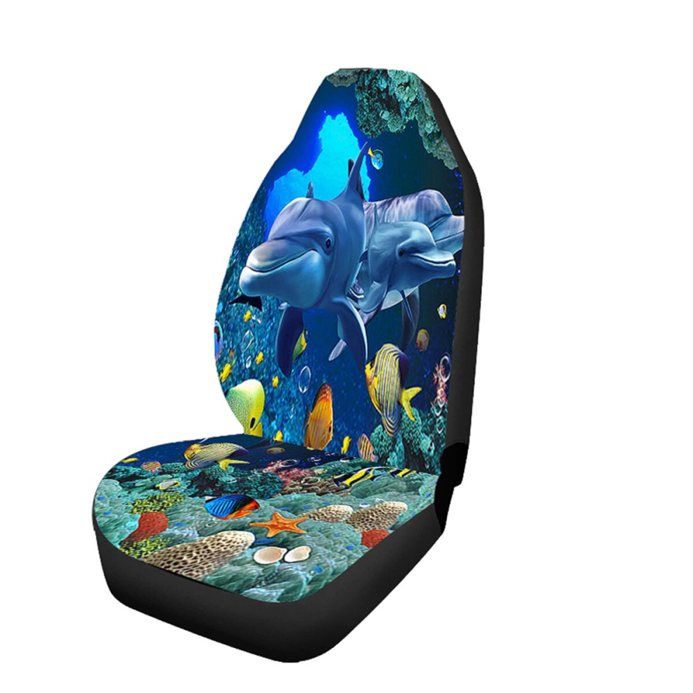 Single / Double Seat Dolphin Universal Printed Car Seat Cover Cushion Cover - Double