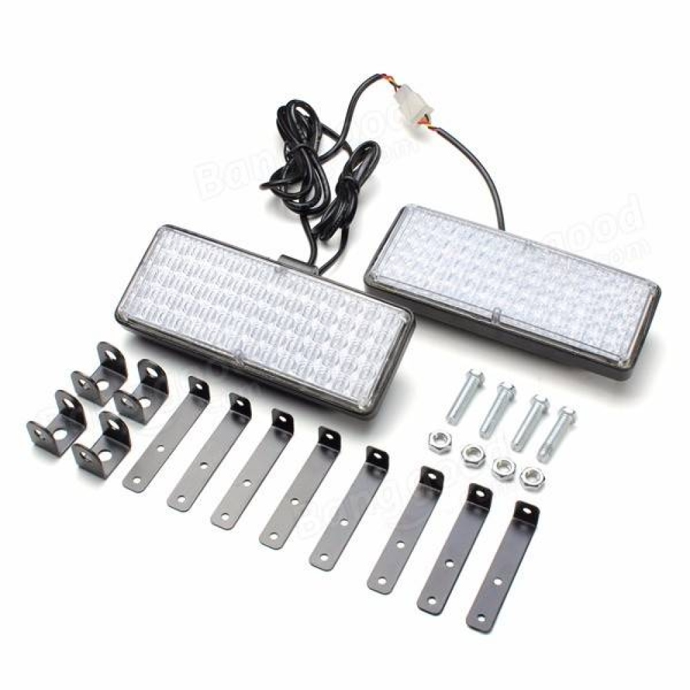 Pair LED Car Strobe Light Grille Flashing Escorting Lights Warning Light - White - Image 2