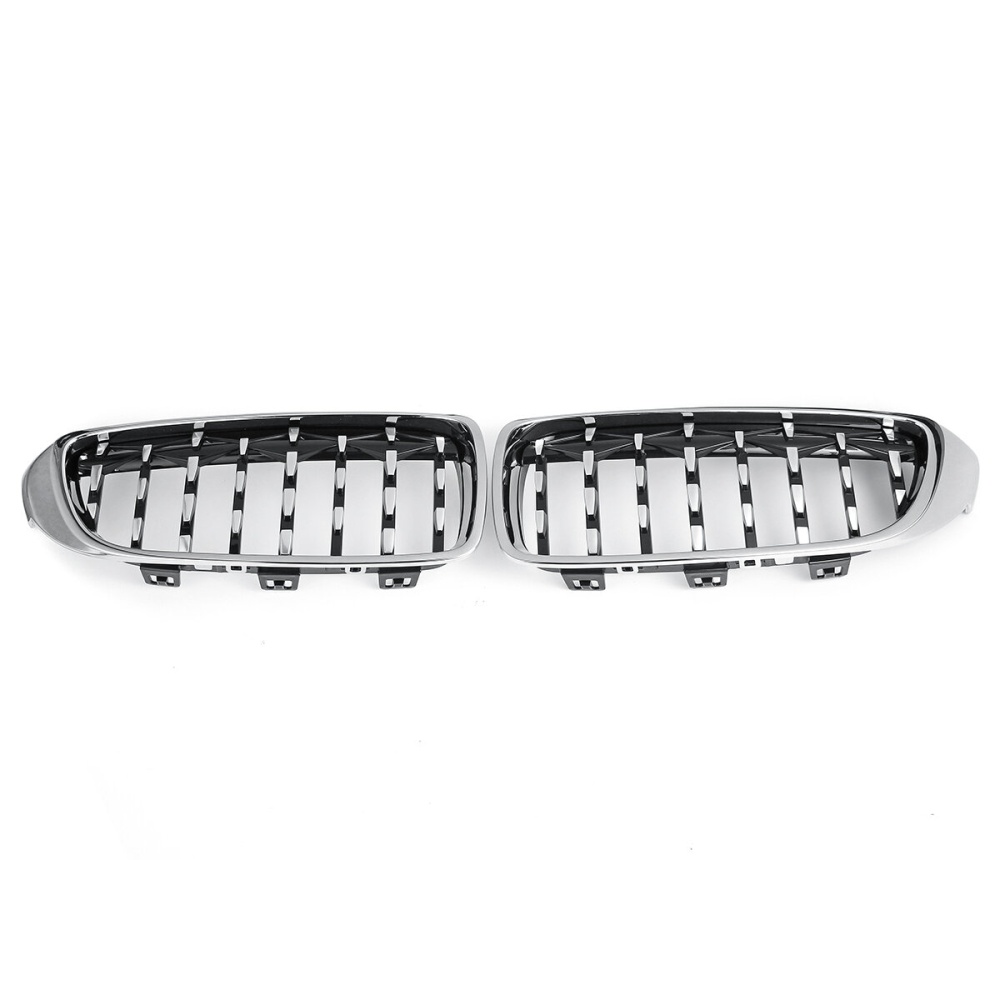 2PCS Diamond Front Kidney Grill Grille Chrome For BMW M4 F32 F33 F82 F83 2013-2017 - Image 2