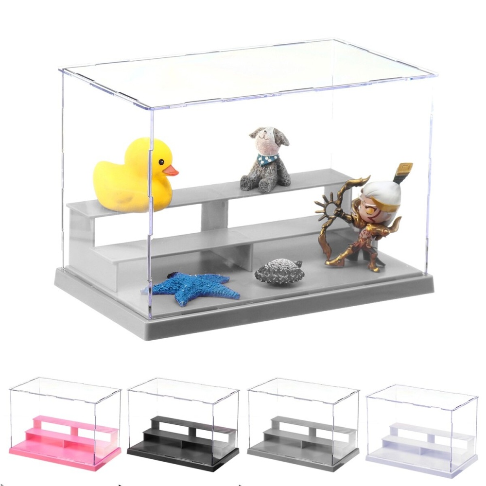 Acrylic Action Figures Model Transparent Display Case Toy DIY Assembling Storage Box Car Ship Collectibles Cabinets Boys Toys - Black