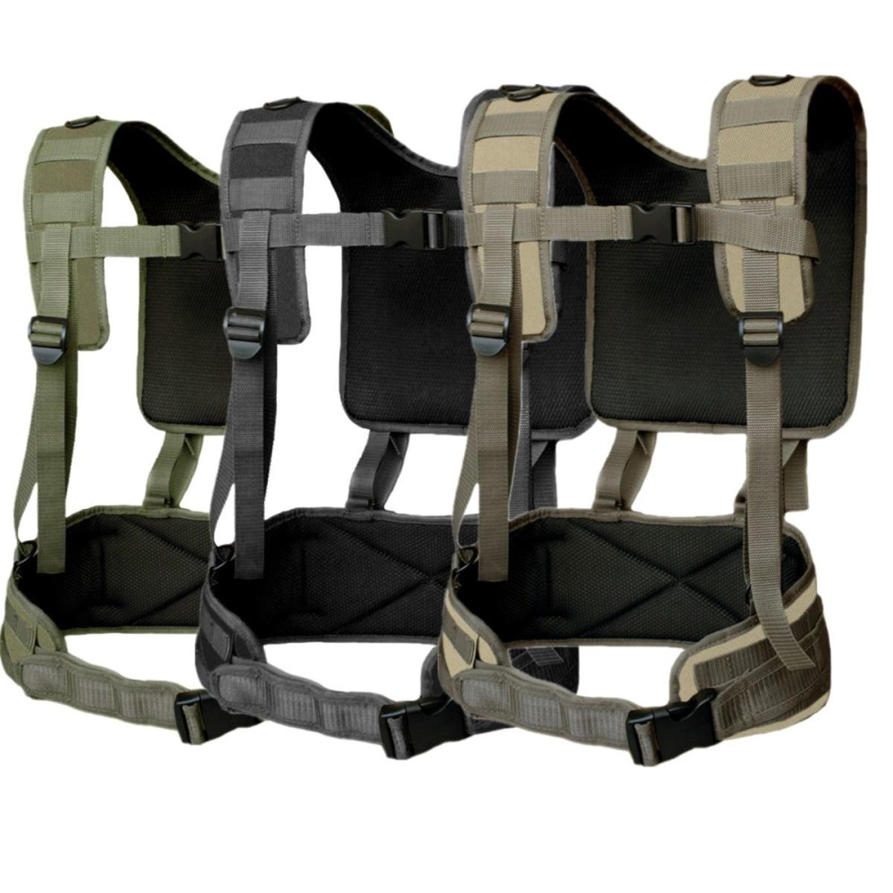 Tactical H-Harness Waist Battle Belt Suspenders Hunting Molle Vest Chest Rig - Army Green - Image 2