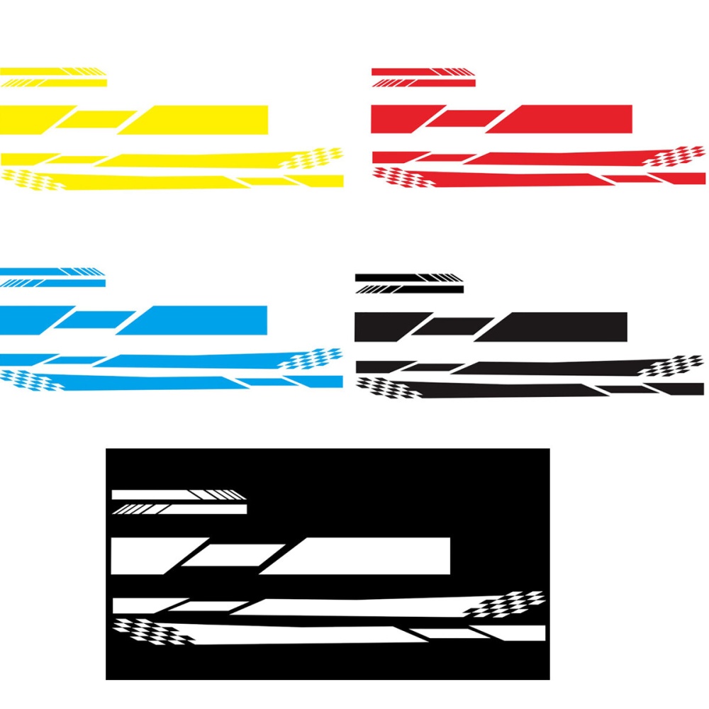 5PCS Stripes Graphics Car Stickers Side Body Hood Rearview Mirror Decal Decor - White - Image 2