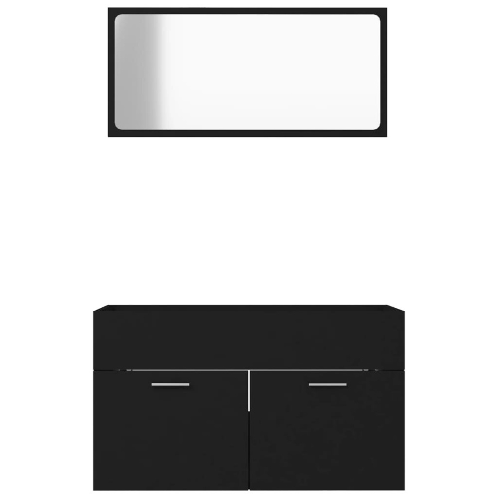 2 Piece Bathroom Furniture Set Black Chipboard - Image 2