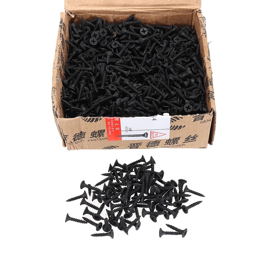 Suleve M3.5CP2 1000Pcs M3.5 20mm Corss Black Recessed Flat Head Self Tapping Ash Phosphorus Drywall Metric Threaded Wood Screw Nail Bolt - Image 2