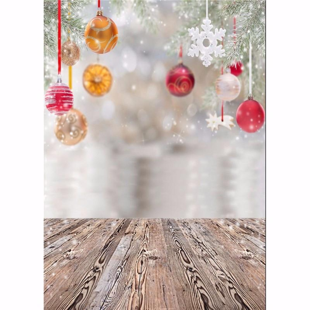 5x7FT Vinyl Christmas Tree Studio Photography Backdrop Wooden Floor Background - Image 2