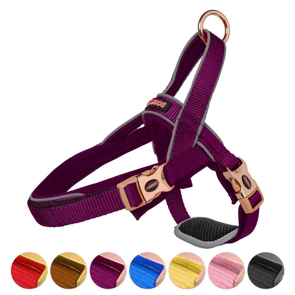 All Size Dog Harness with Traffic Control Handle Belly Protector Reflective Soft Padded Nylon Collar - L/XL Red - Image 2