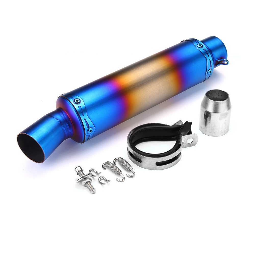 51mm Rear Tail Motorcycle Exhaust Muffler Pipe Stainless Steel Universal - Blue - Image 2