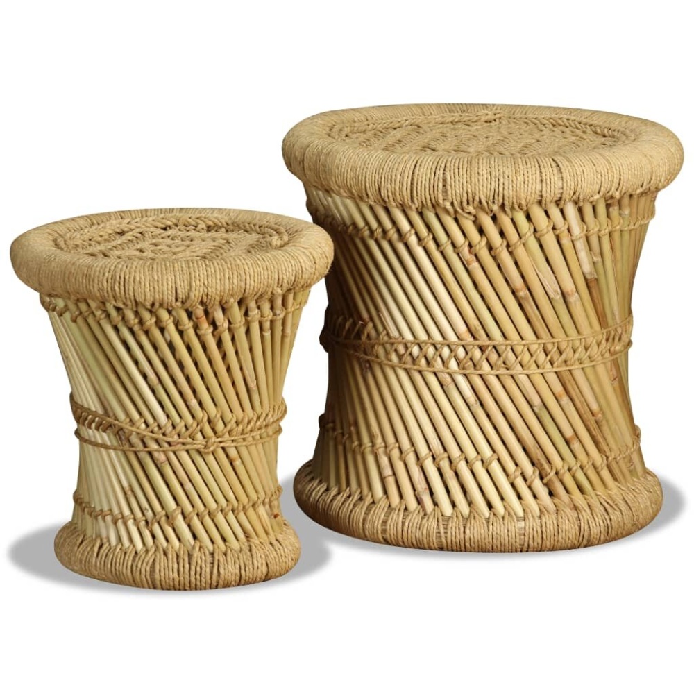 Stools 2 pc bamboo and jute - Image 2