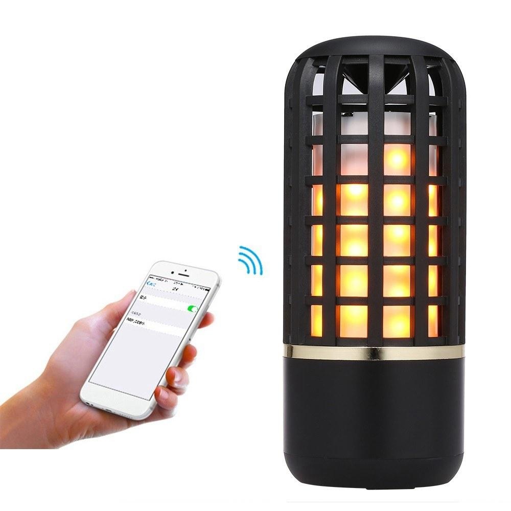 Portable Wireless bluetooth Stereo Speaker Rechargeable Flame Effect Night Light for Indoor Outdoor - White - Image 2