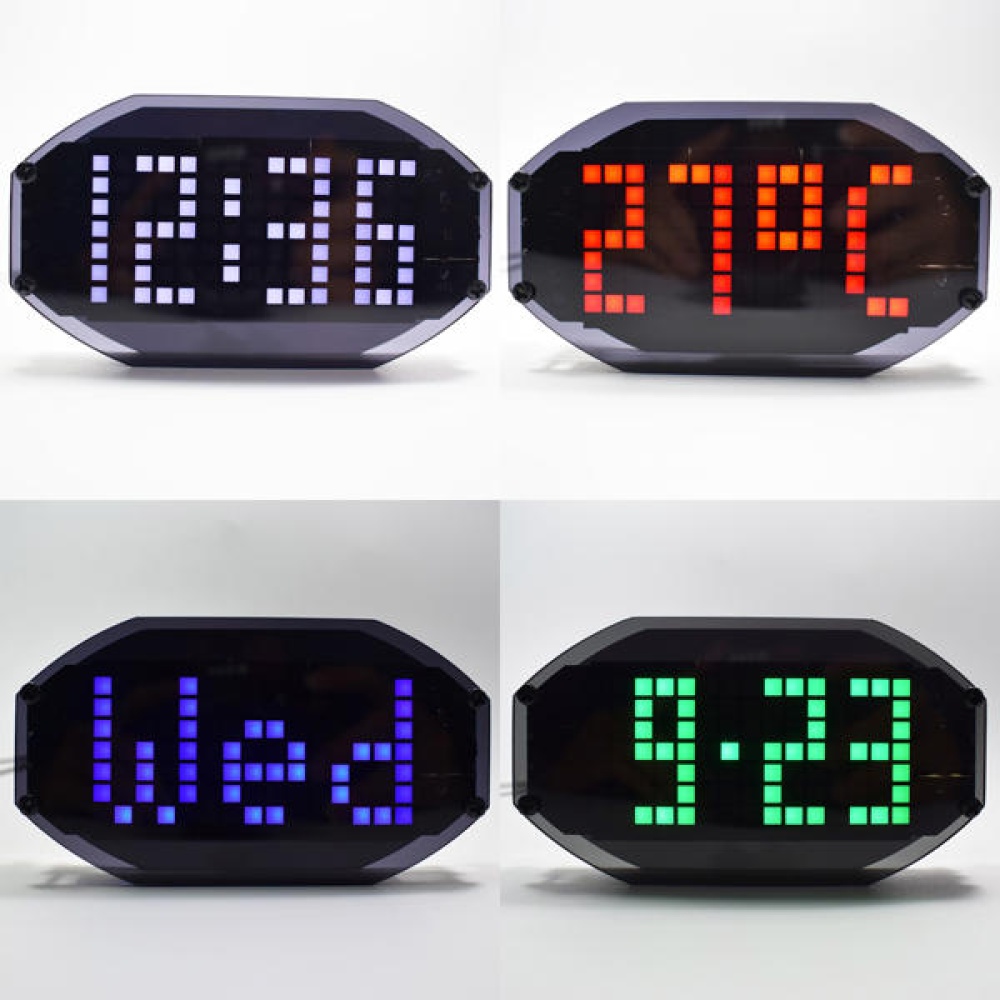 Geekcreit® DIY Black Mirror LED Matrix Desktop Alarm Clock Kit With Temperature Display Holiday And Birthday Remind Function - Green - Image 2