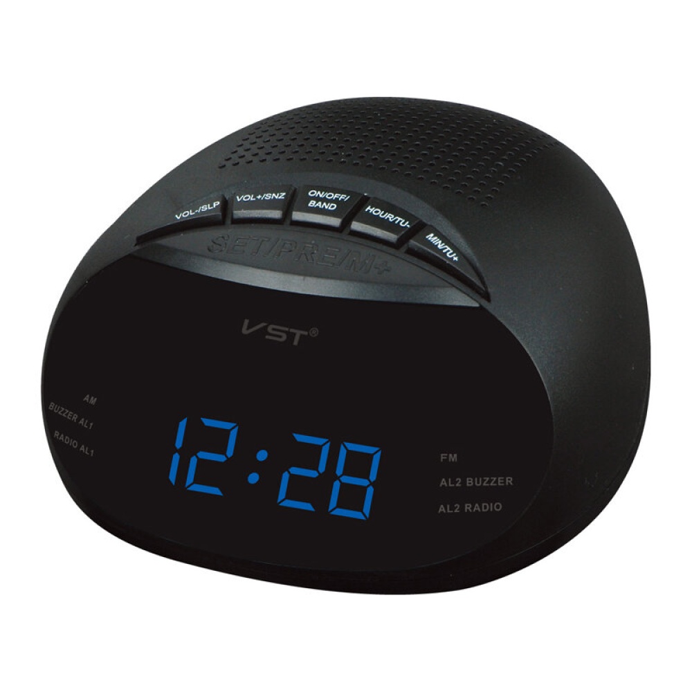 VST ST-8 EU Led Digital Radio Alarm Clock With Blue Red Green Backlight Two Groups Alarm Clock AM FM Clock Radio Table Clock Radio - Blue - Image 2