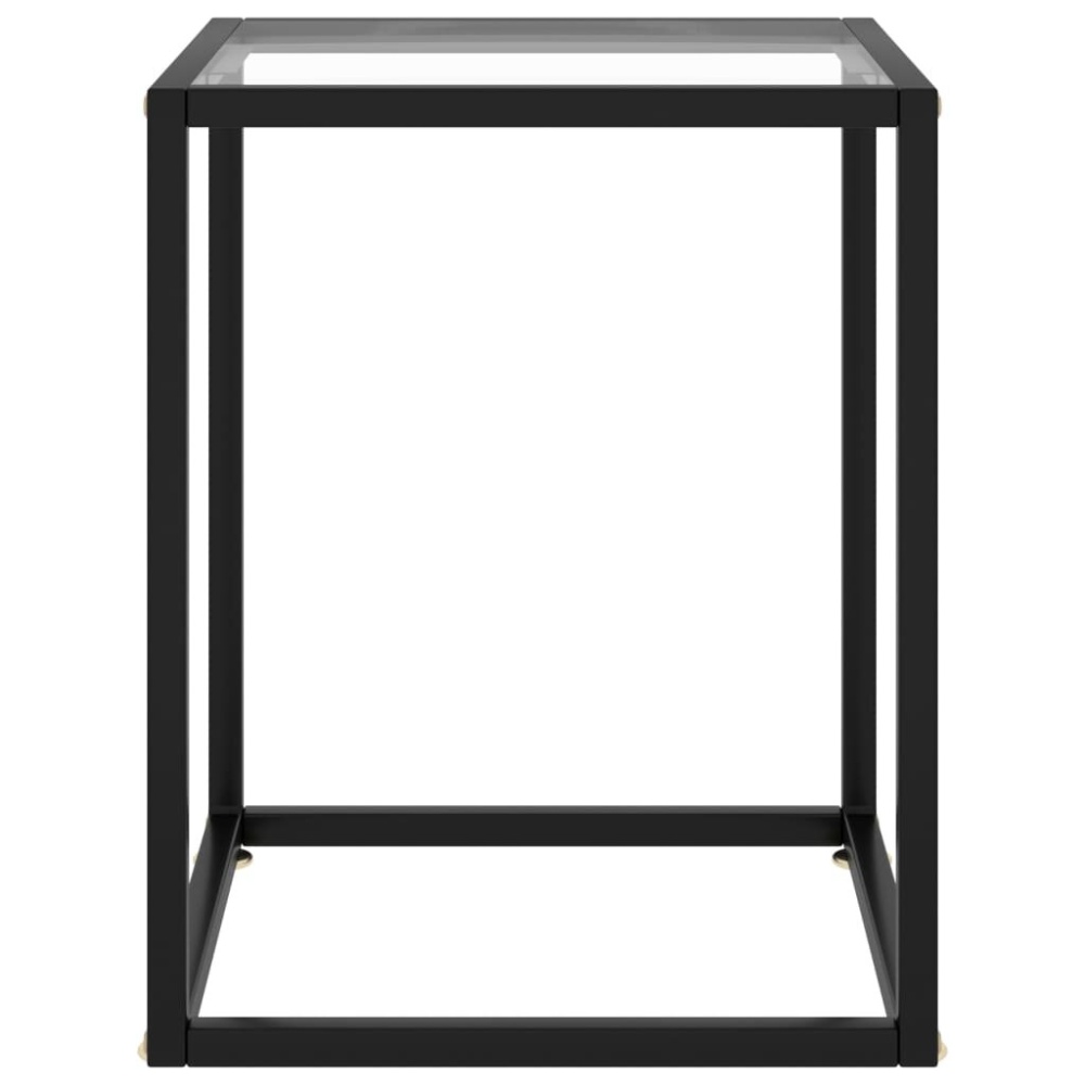 Tea Table Black with Tempered Glass 15.7"x15.7"x19.7" - Image 2