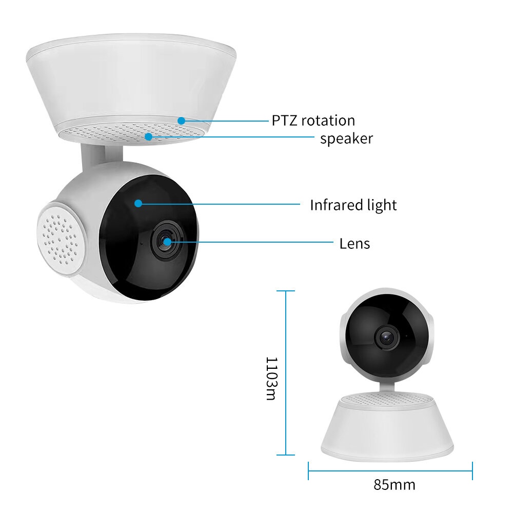 GUUDGO 1080P 360-degree Panoramic Wireless Indoor Pan/Tilt IP Camera Security Network Home High-definition Camera - EU Plug - Image 2