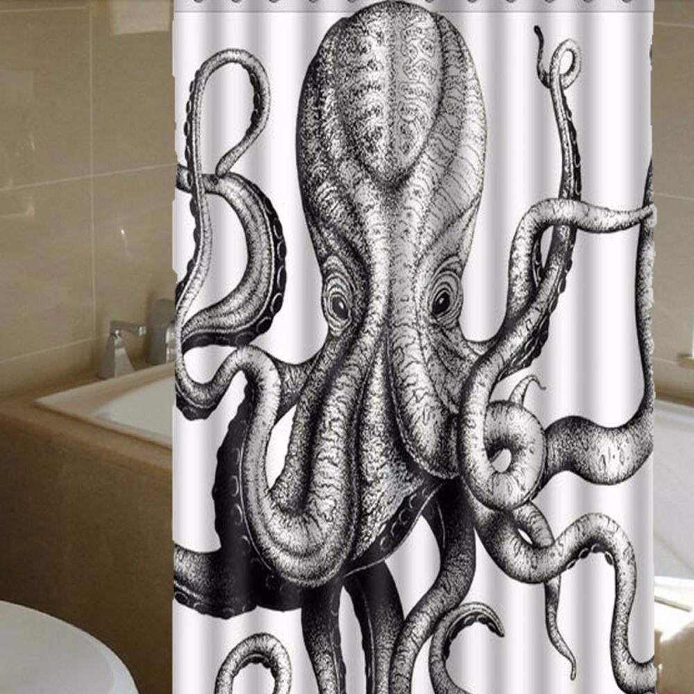 Octopus Bathroom Waterproof Shower Curtain Polyester Fabric Bathroom Curtain - Image 2