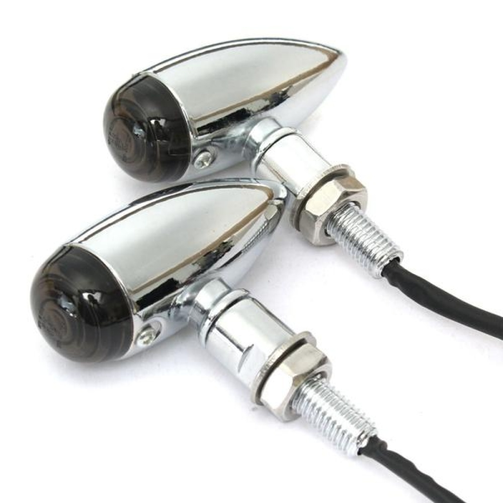 Pair 10mm Motorcycle Bullet Turn Signal Indicator Light Lamp For Chopper - Black - Image 2