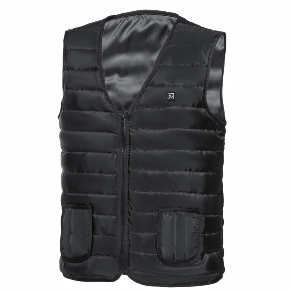 45°C Men Women Electric Heated Vest USB Powered Fleece Waistcoat Fast Heating Jacket Clothing Black - M - Image 2