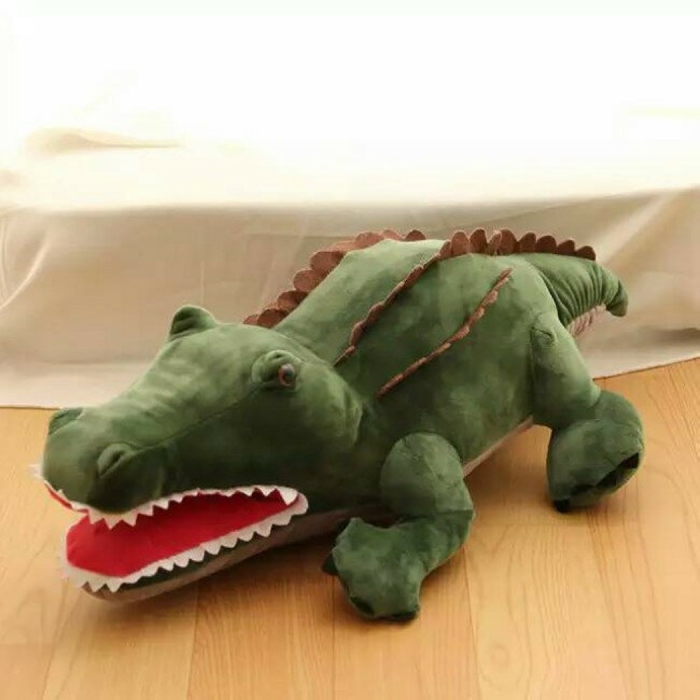 55cm Cute Cartoon Plush Green 3D Crocodile Shape Warm Hand Pillow Kids Toy Creative Gift - Dark Green - Image 2