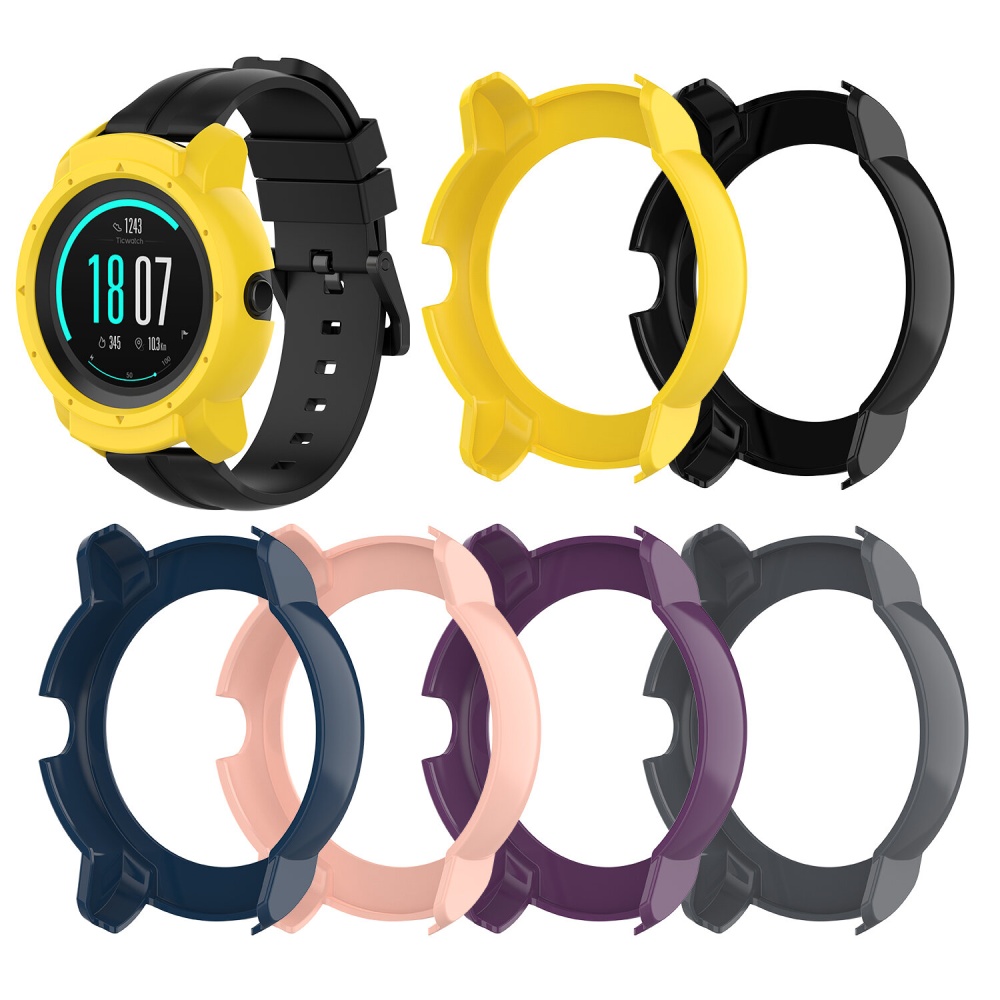 Bakeey Anti-fall Half-pack Screen Protective Watch Case Cover for Ticwatch E2 Smart Watch - Yellow