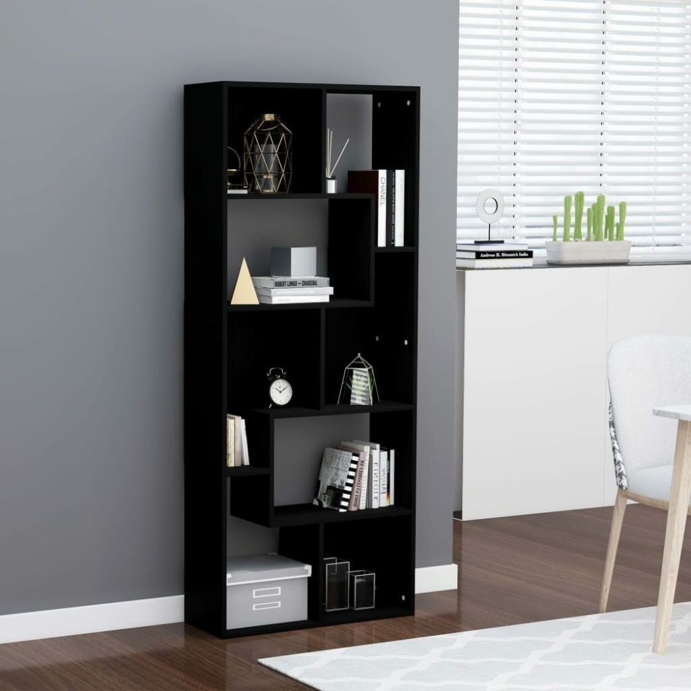 Book Cabinet Black 26.4"x9.4"x63.4" Chipboard - Image 2