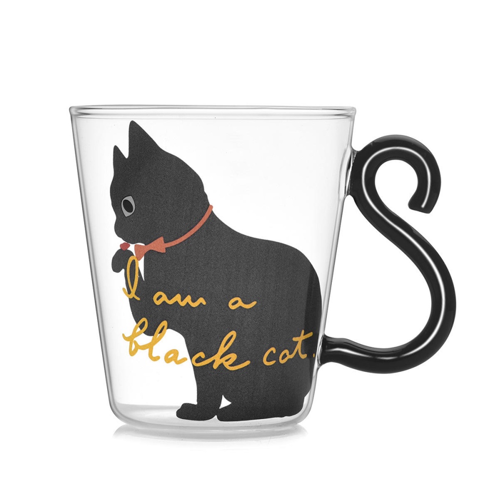 Cat Glass Cartoon Children's Cup Creative Handle Coffee Cup Single-layer Transparent Juice Drink Cup - 1#
