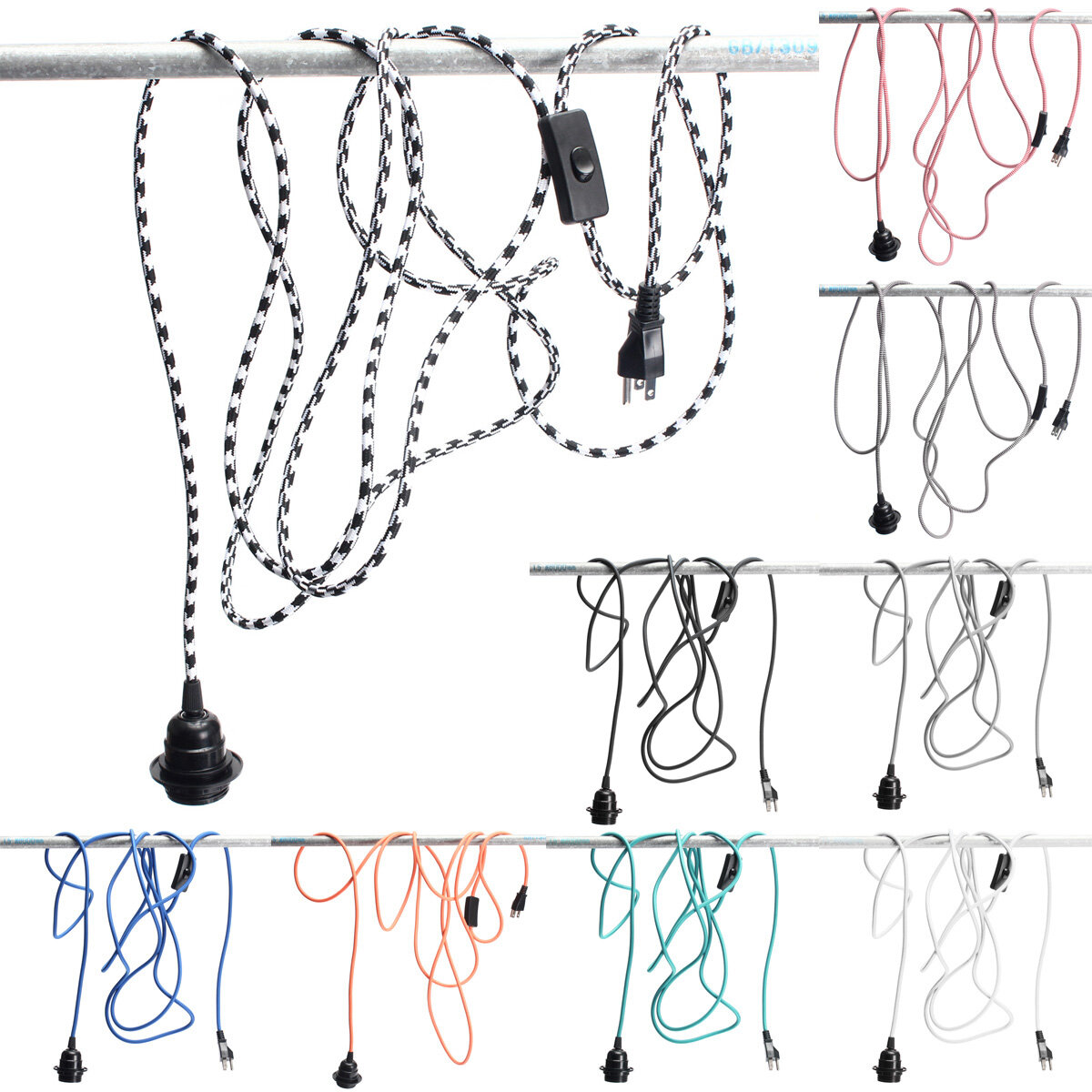 E27/E26 Edison Retro Lamp Cap American Standard Three Plug Switch Lamp Cap 110v-220v 4.5m - White - Image 2