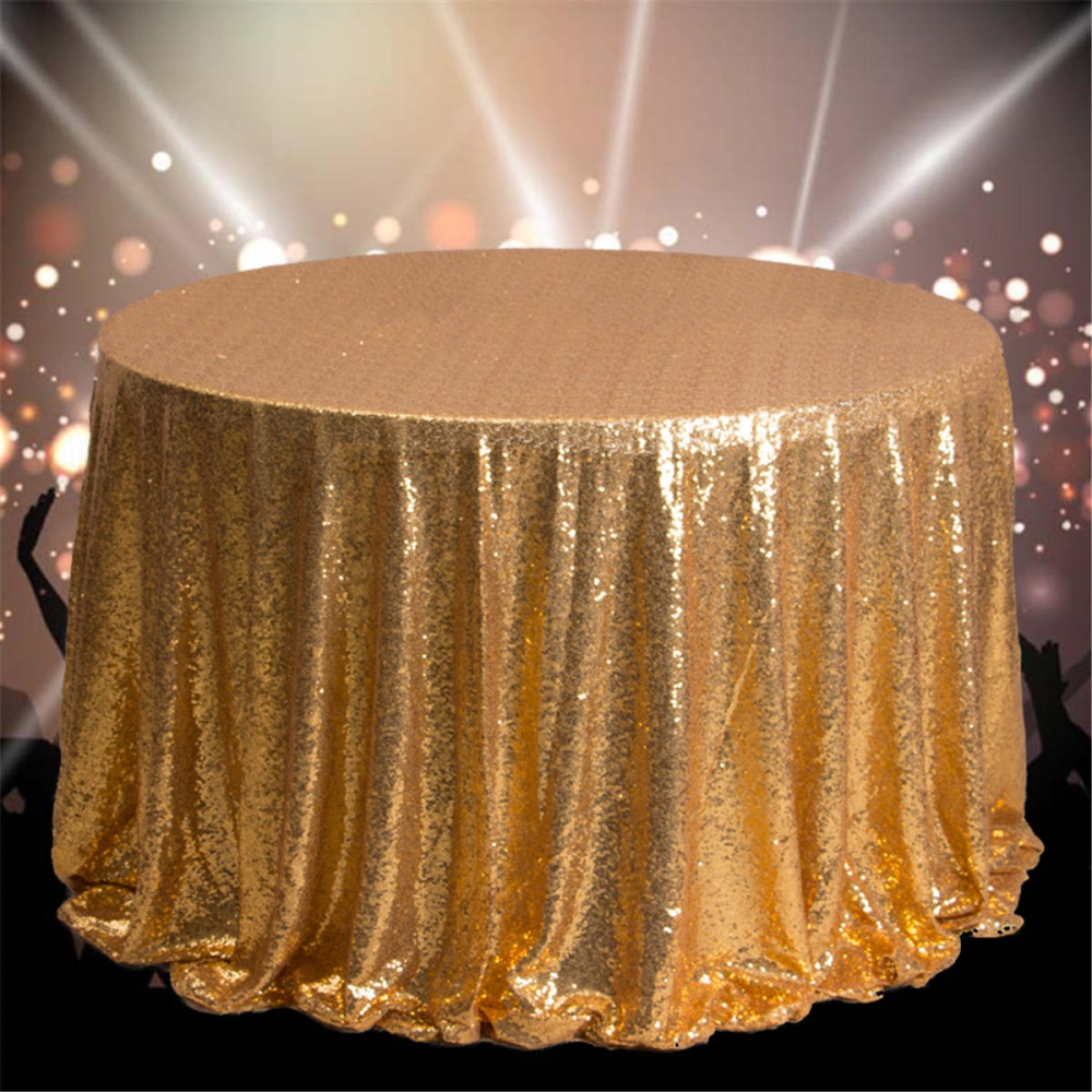 Round 47'' Sparkly Sequin Tablecloth Table Cloth Banquet Wedding Party Decor Tablecloth - Silver - Image 2