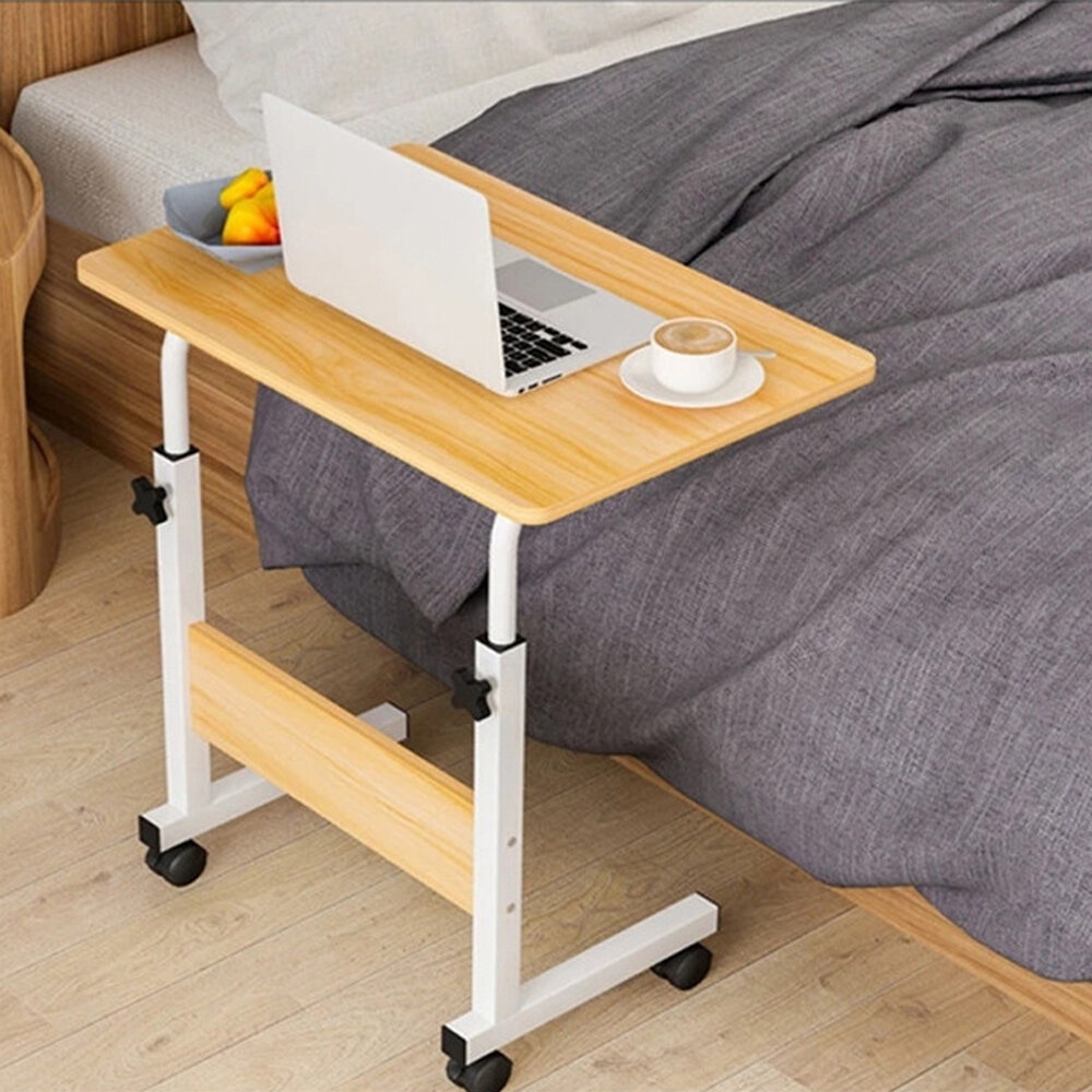 Height adjustable Desk side table Bed household Removable S/L size - Wood L - Image 2