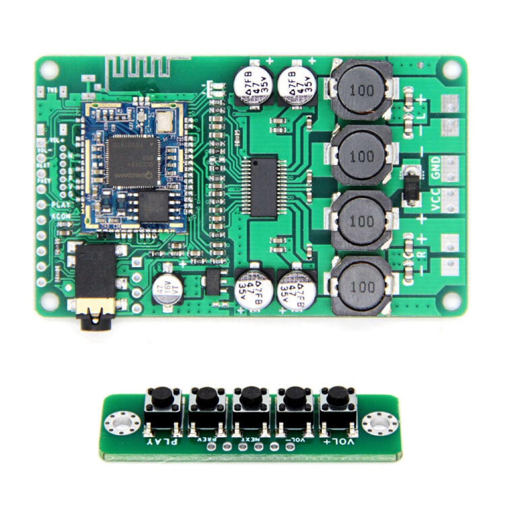 QCC3031/3034 bluetooth 5.0 Amplifier Audio Board 2 x 10W/15W Stereo Power Amplifier with AUX Line IN Audio Inpu - Without 5-position keypad