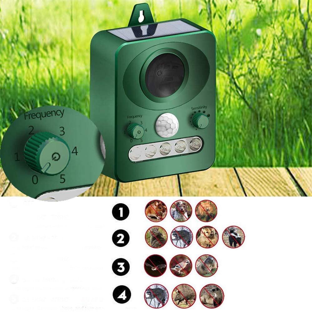 Garden Ultrasonic Animal Repeller PIR Sensor Solar Powered LED Flashlight Dog Cat Mouse Repeller - Image 2