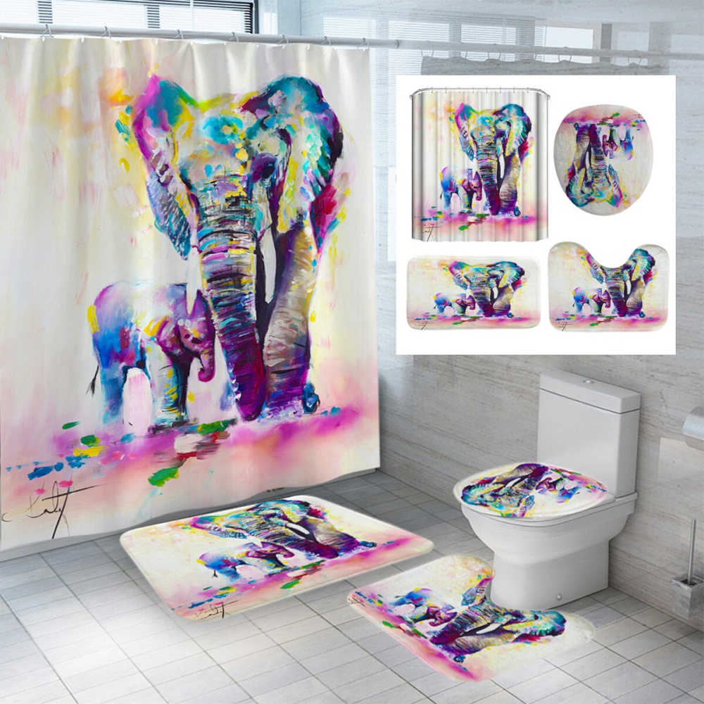 3D Shower Curtain Digital Printing Waterproof Polyester for Bathroom - B - Image 2