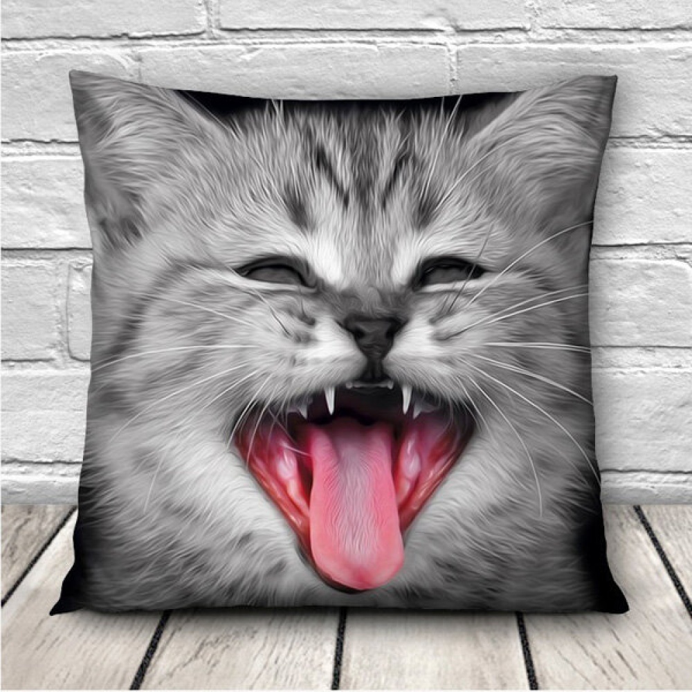 3D Cute Expressions Cats Throw Pillow Cases Sofa Office Car Cushion Cover Gift - cute cat - Image 2