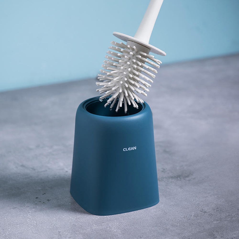 Nordic Cornerless Toilet Cleaning Brush With Base TPR Soft Brush Head Air Dried Automatically Cleaning Brushes - Dark Blue - Image 2