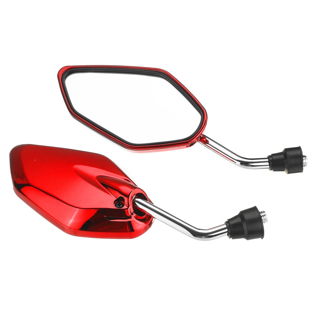 Pair 10MM Universal Motorcycle Motorbike Side Rearview Mirror Clear Aluminum New - Sliver - Image 2