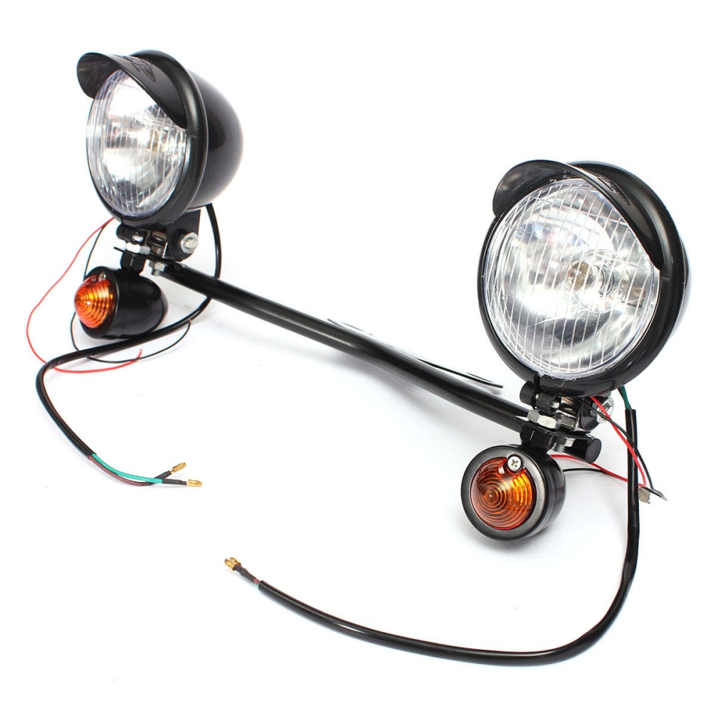 Motorcycle Spot Lightt Bar Set With Two Turn Signals For Harley Custom - Image 2