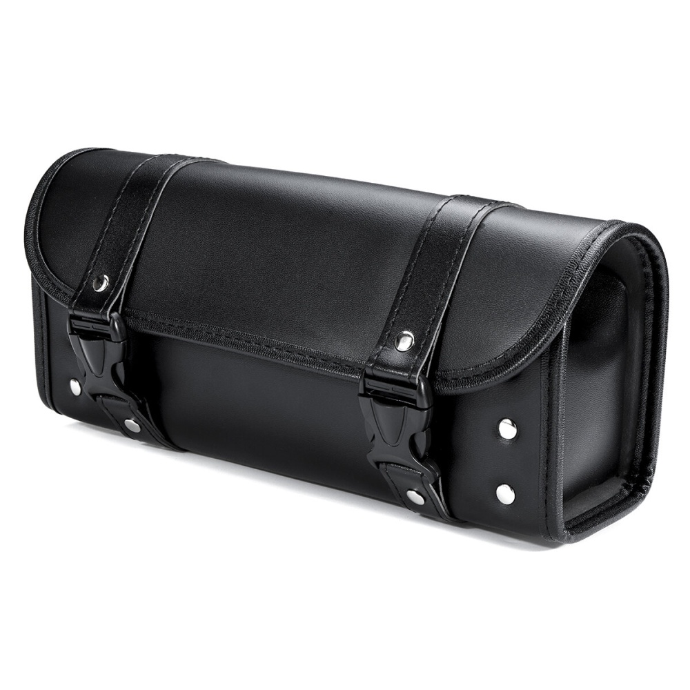 Universal Motorcycle Front PU Leather Fork Tool Bag Saddlebags Pouch Luggage - Image 2