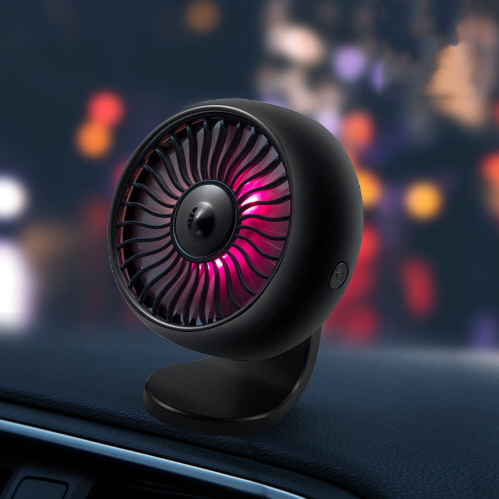 12V/24V Mini Electric Car Fan Low Noise 360 Degree Rotating Cooling Fan Cooler - Black - Image 2