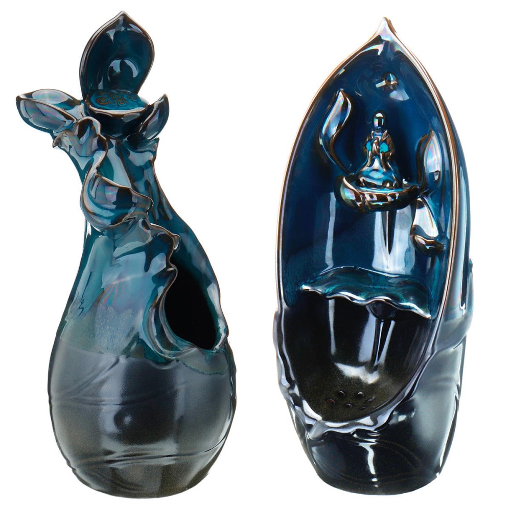 Home Decor Ceramic Backflow Incense Burner Yoga Aromatherapy Sandalwood Cone Desktop Gifts - A - Image 2