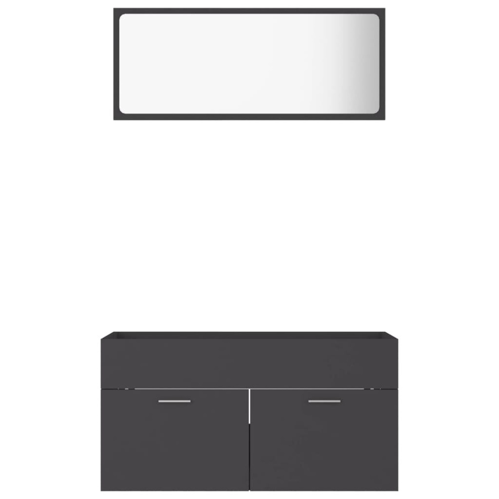 2 Piece Bathroom Furniture Set Gray Chipboard - Image 2