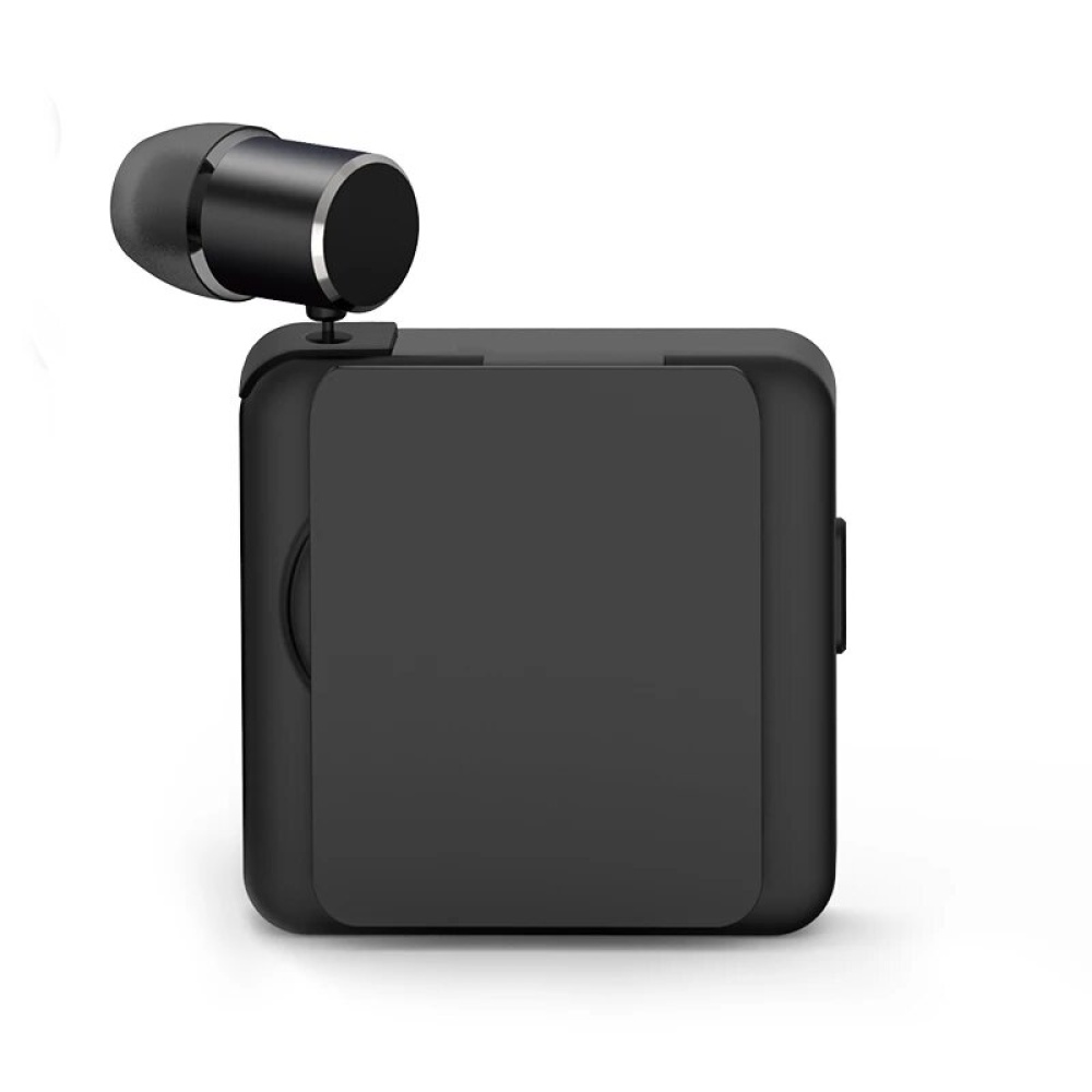 Fineblue F1 pro bluetooth 5.0 Headphone Clip-on Cable Retractable Earphone Wireless Music Headset Vibration Alert Hands-free Mic - Black