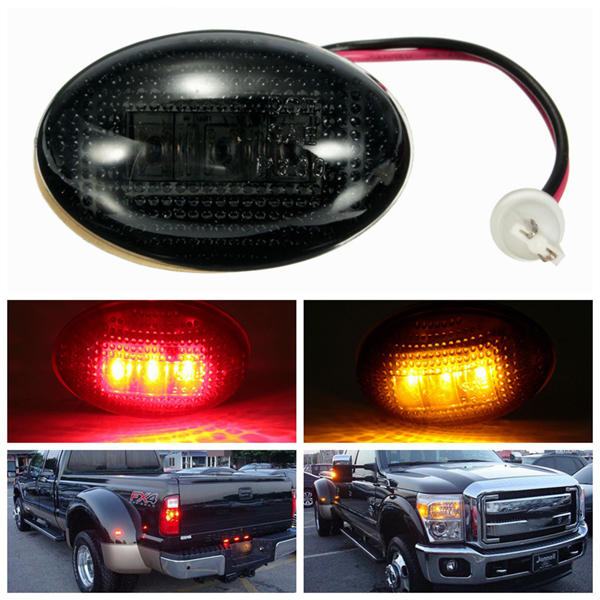 LED Smoke Side Fender Dually Bed Marker Light Red Amber for Ford F350 1999-2010 - Red L - Image 2
