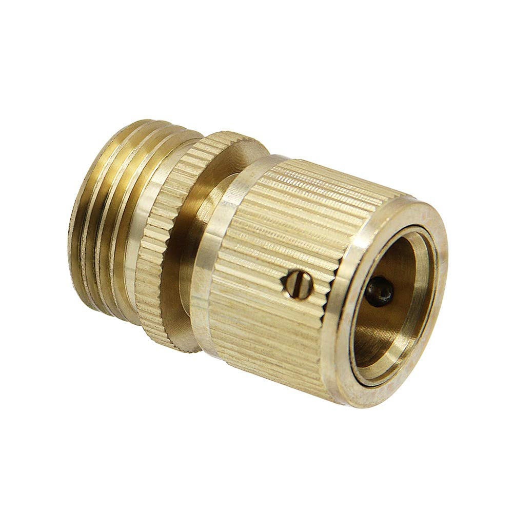 3/4'' NPT Solid Brass Male and Female Connector Garden Hose Quick Connect Water Hose Pipe Connectors Fitting w/ Hose Washers - Image 2